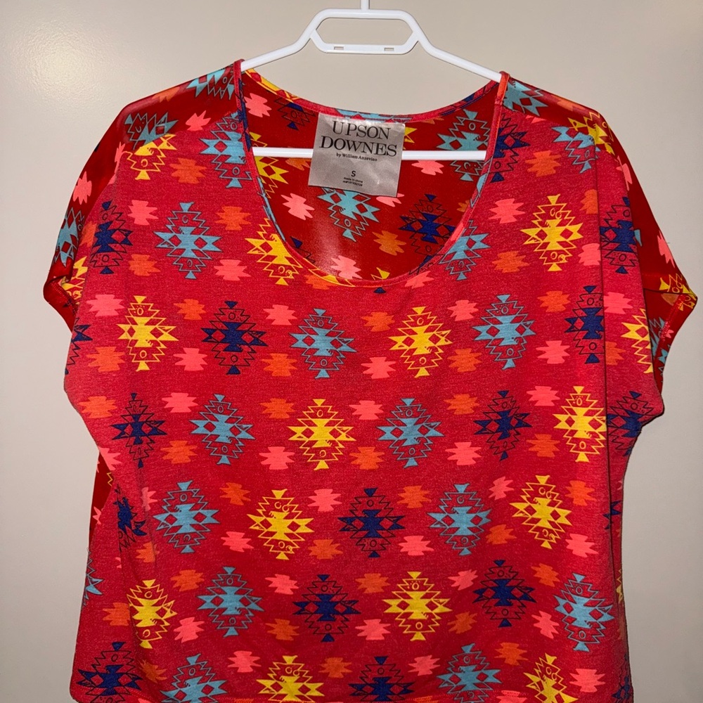 Women's Red Patterned Top